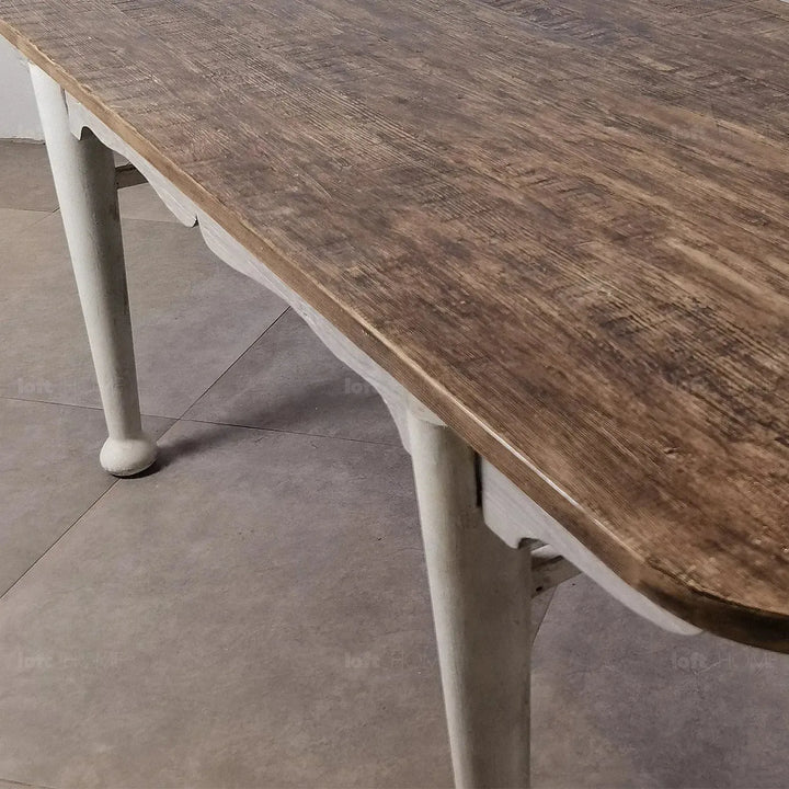 Rustic pine wood dining table shore environmental situation.