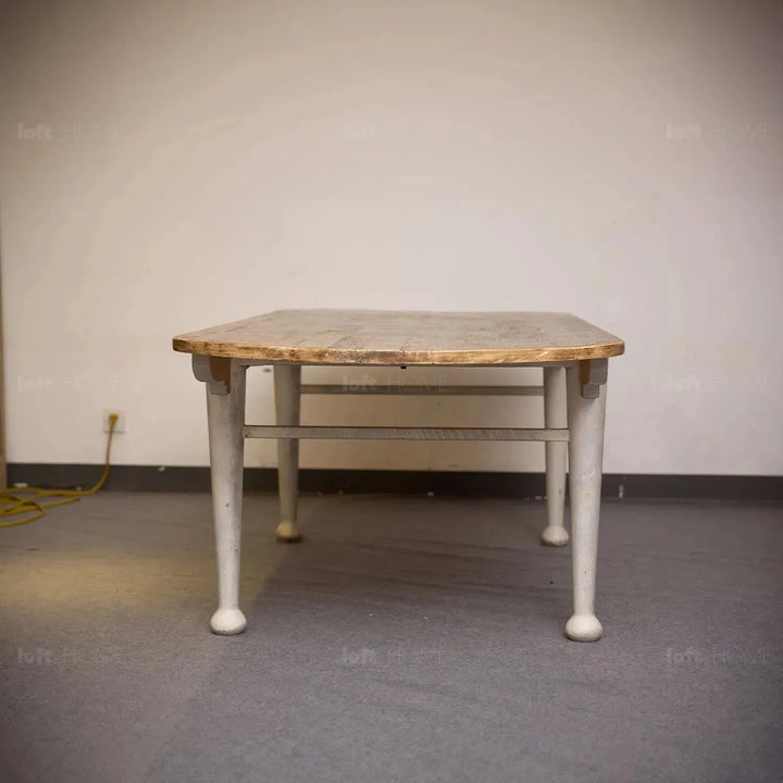Rustic pine wood dining table shore layered structure.