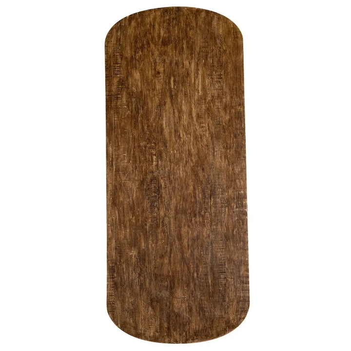 Rustic pine wood dining table shore in real life style.