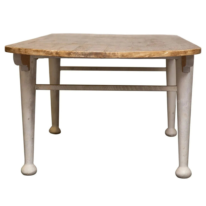 Rustic pine wood dining table shore with context.