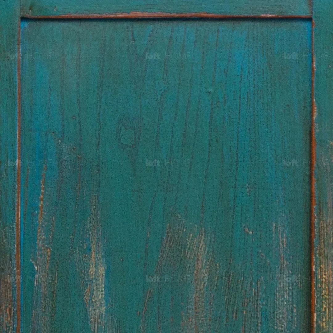 Rustic pine wood storage cabinet heirloom color swatches.