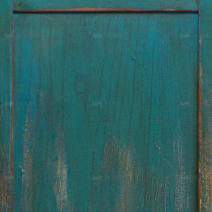 Rustic pine wood storage cabinet heirloom color swatches.