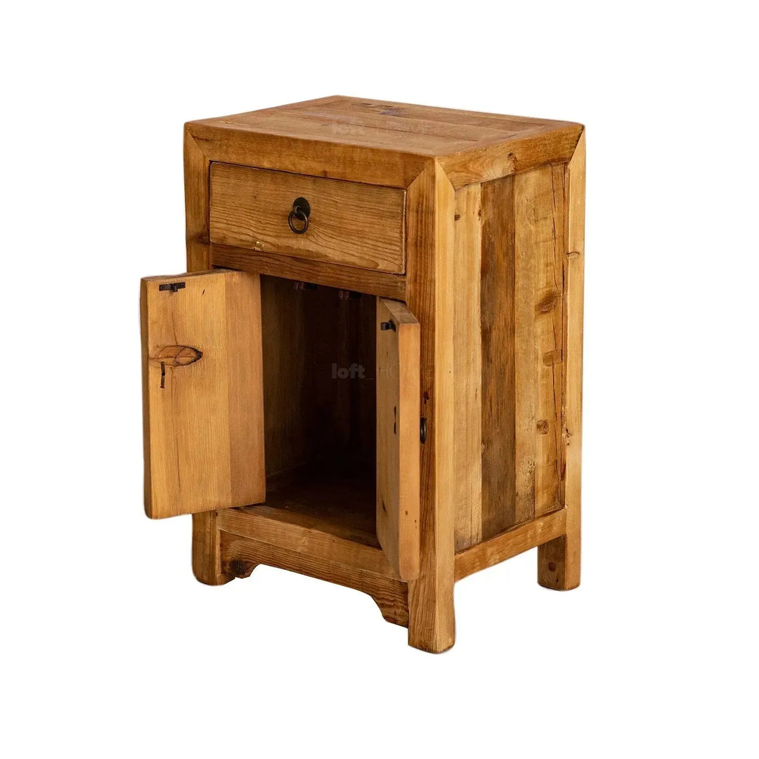 Rustic pine wood storage drawer cabinet tranquility in real life style.