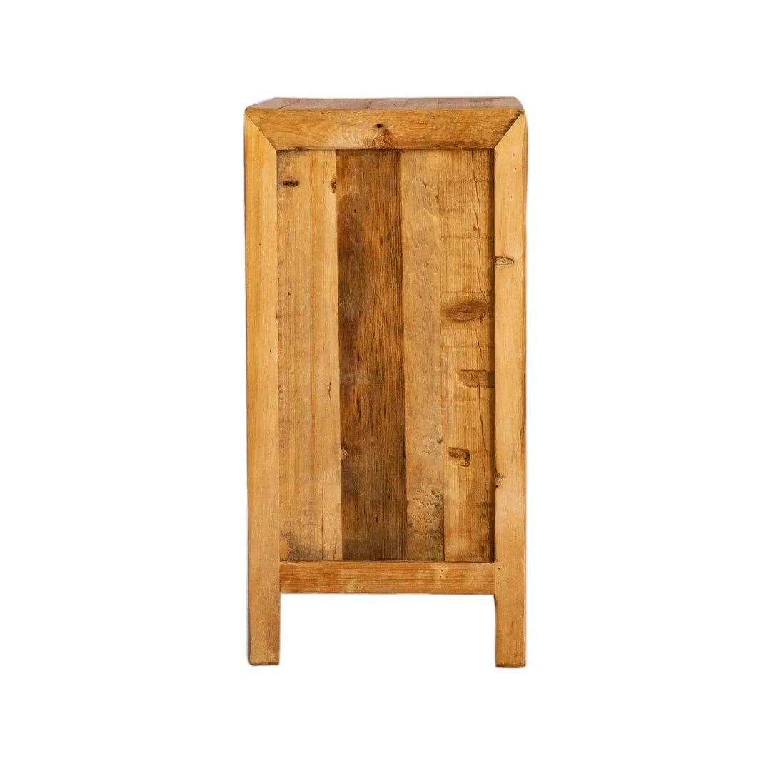 Rustic pine wood storage drawer cabinet tranquility in details.