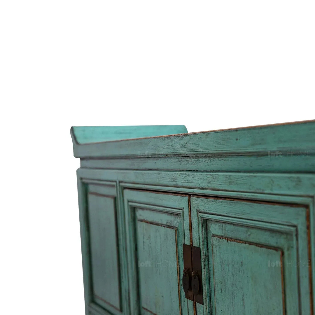 Rustic pine wood tv console whispers in details.