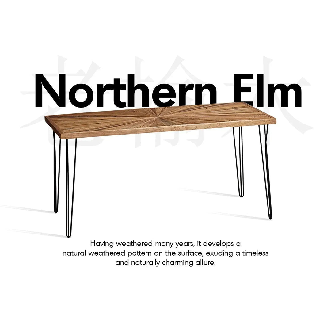 Rustic elm wood dining table ordinary elm layered structure.