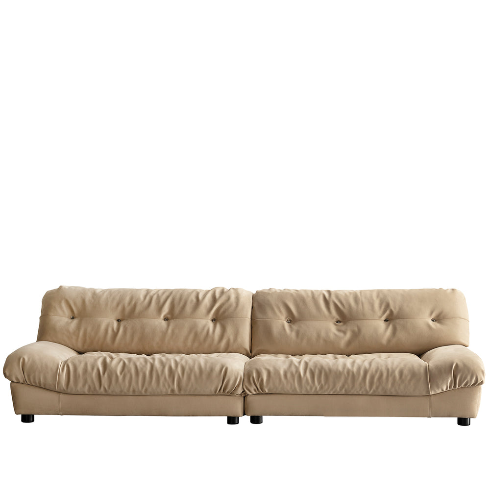 Contemporary suede fabric 4 seater sofa milano in white background.