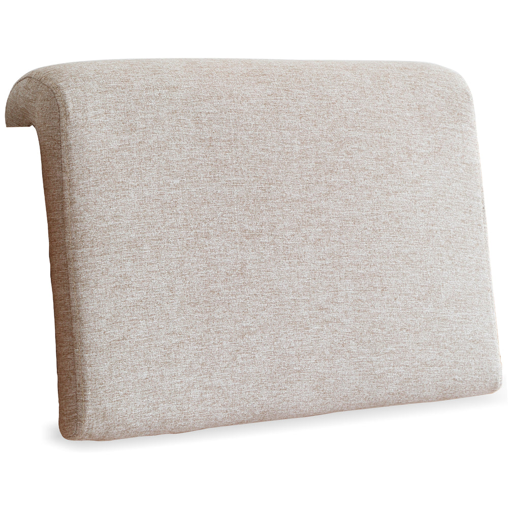 Scandinavian fabric bed panel headboard cushion ease in white background.
