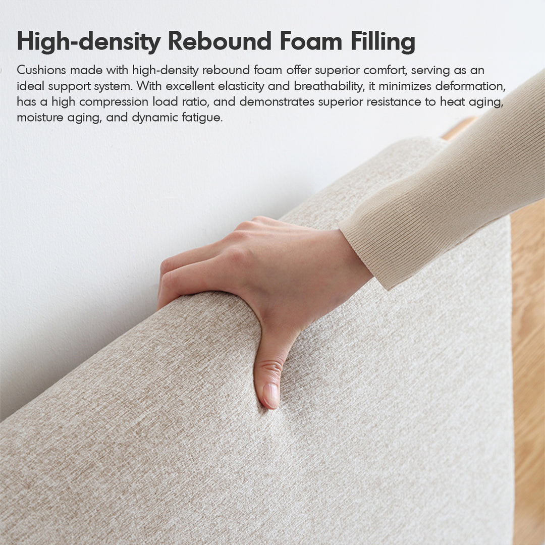 Scandinavian fabric bed panel headboard cushion ease in details.