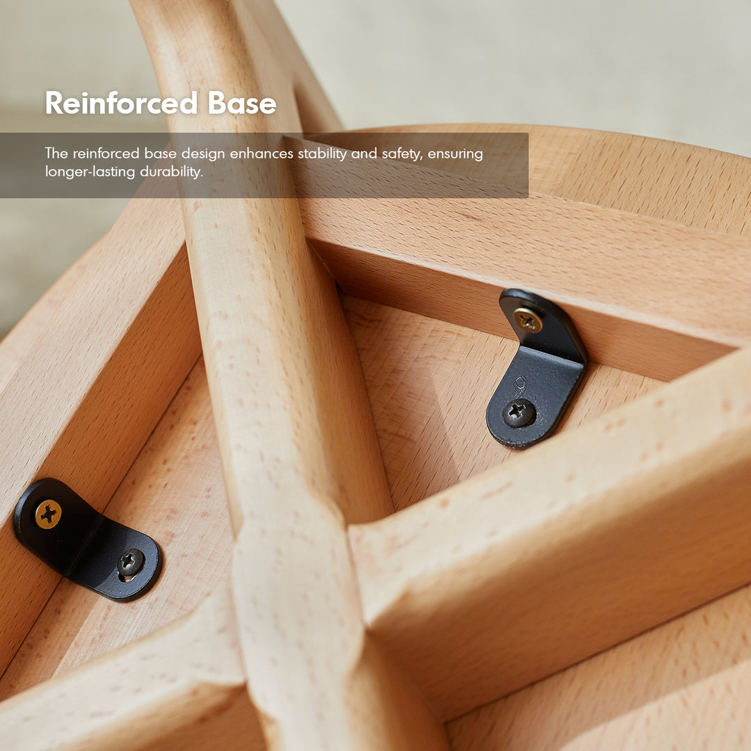 Scandinavian beech wood dining chair poppy in close up details.