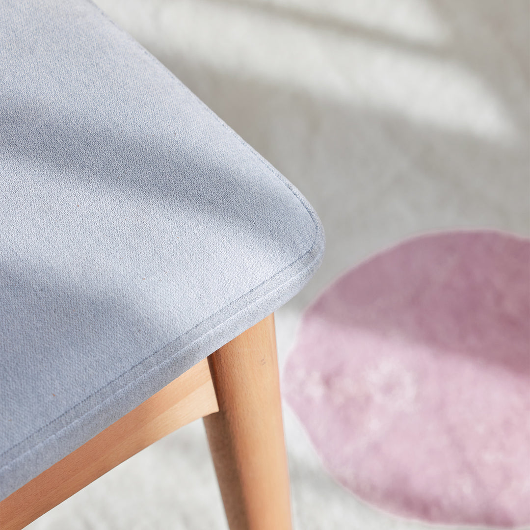 Scandinavian beech wood mixed weave fabric kids dining chair cat detail 3.