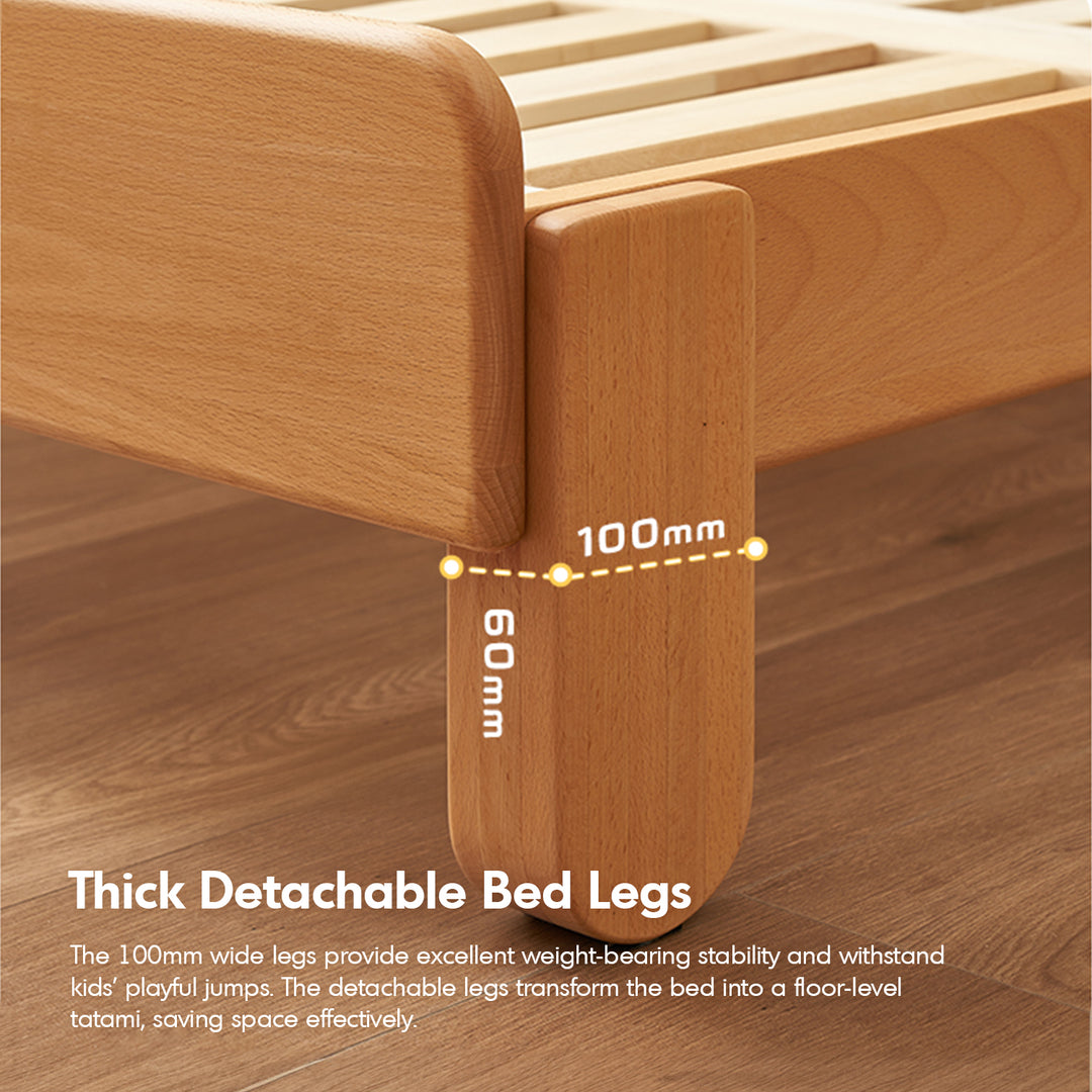 Scandinavian beech wood cat scratch resistant fabric leather kids bed nestle situational feels.