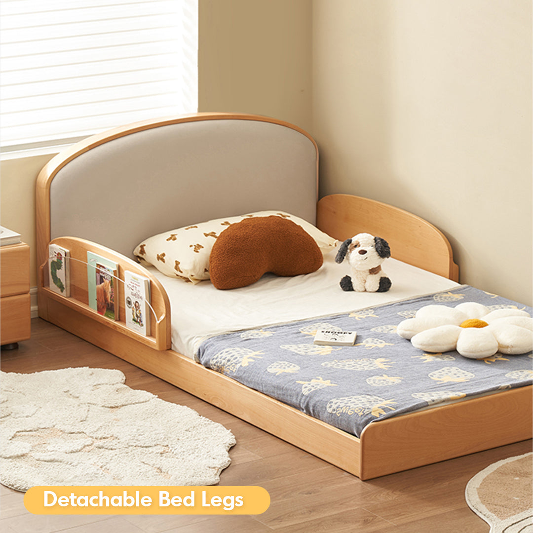 Scandinavian beech wood cat scratch resistant fabric leather kids bed nestle layered structure.