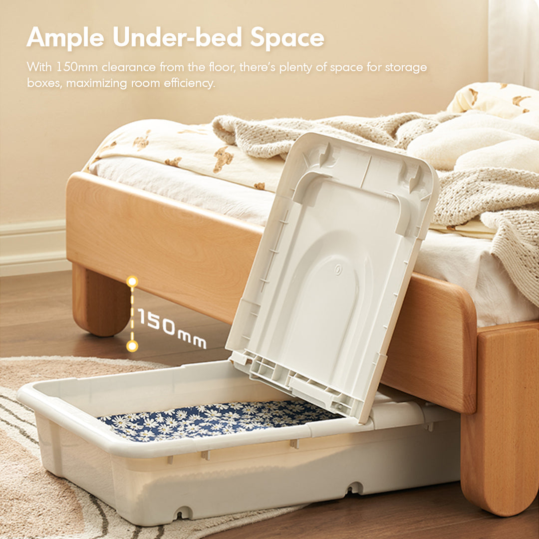 Scandinavian beech wood cat scratch resistant fabric leather kids bed nestle detail 6.