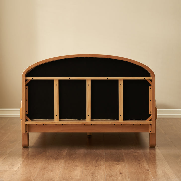 Scandinavian beech wood cat scratch resistant fabric leather kids bed nestle detail 15.