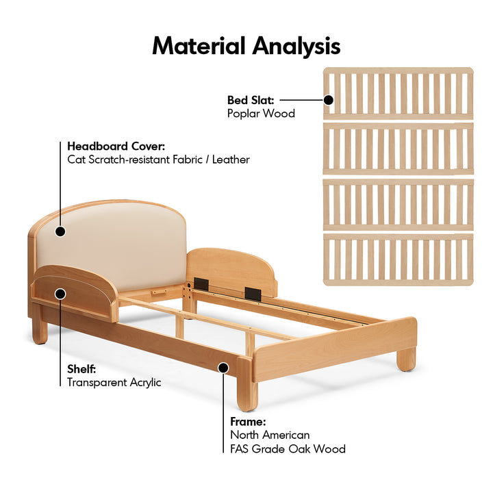 Scandinavian beech wood cat scratch resistant fabric leather kids bed nestle detail 9.