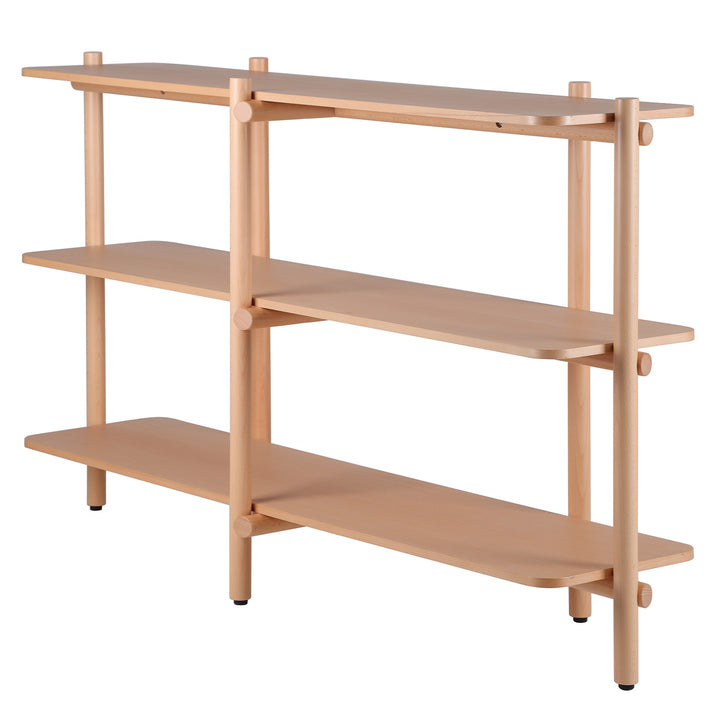 Scandinavian beech wood side display shelf hilda environmental situation.