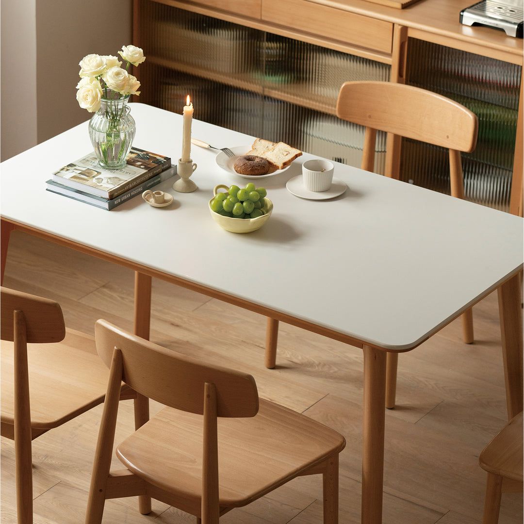 Scandinavian beech wood sintered stone dining table luna detail 5.