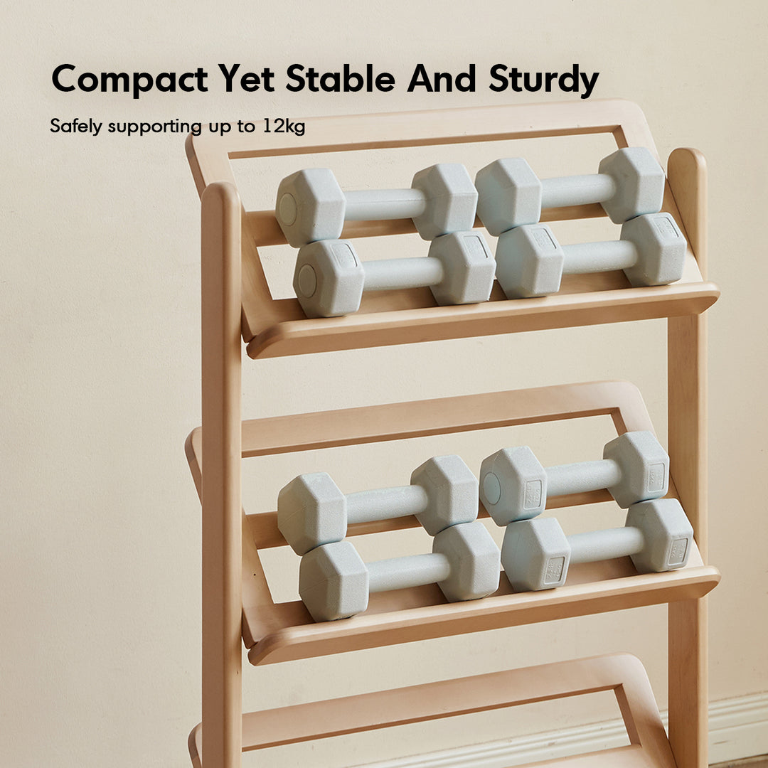 Scandinavian birch wood shoe shelf lina in still life.