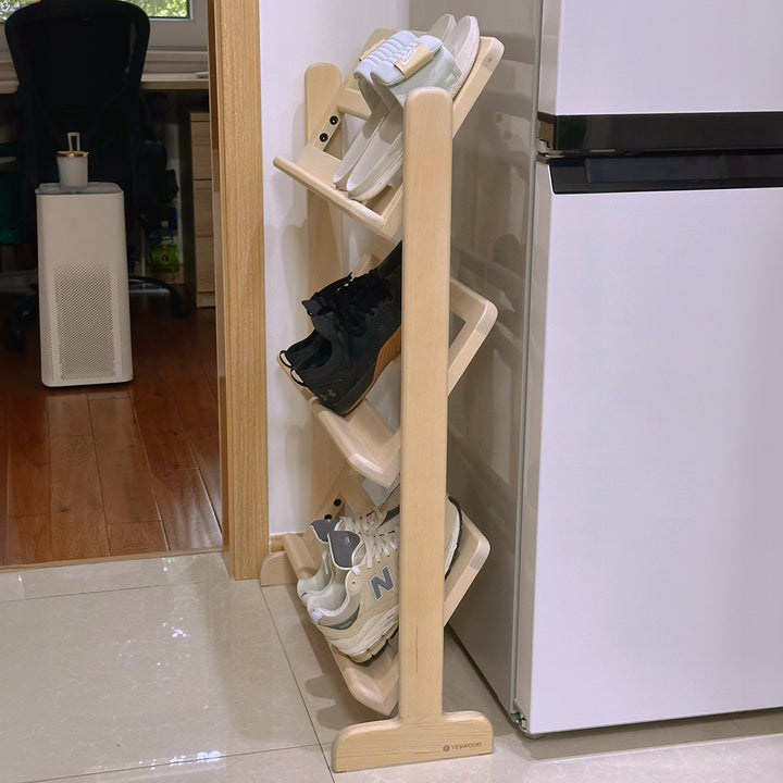 Scandinavian birch wood shoe shelf lina detail 6.