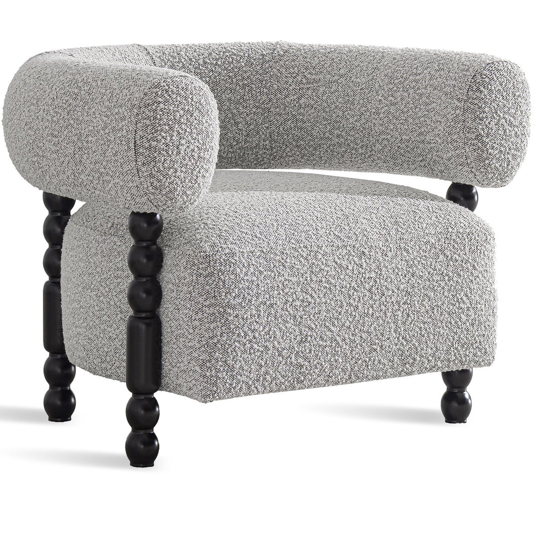 Japandi boucle fabric 1 seater sofa amarah in white background.