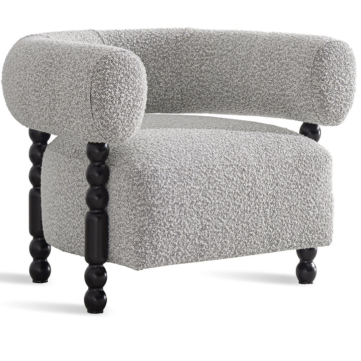 Japandi boucle fabric 1 seater sofa amarah in white background.