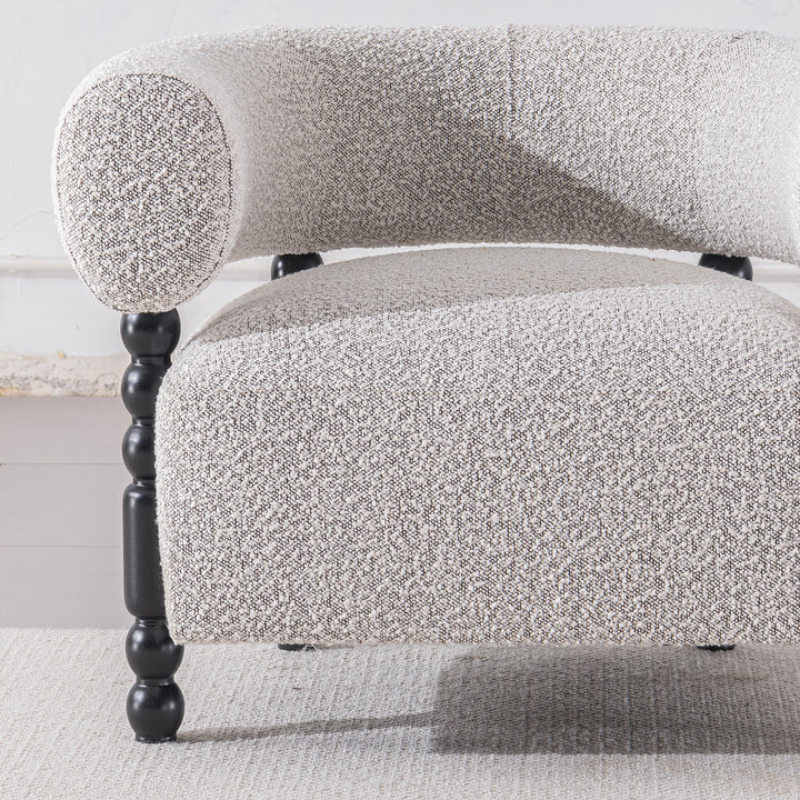 Japandi boucle fabric 1 seater sofa amarah in details.
