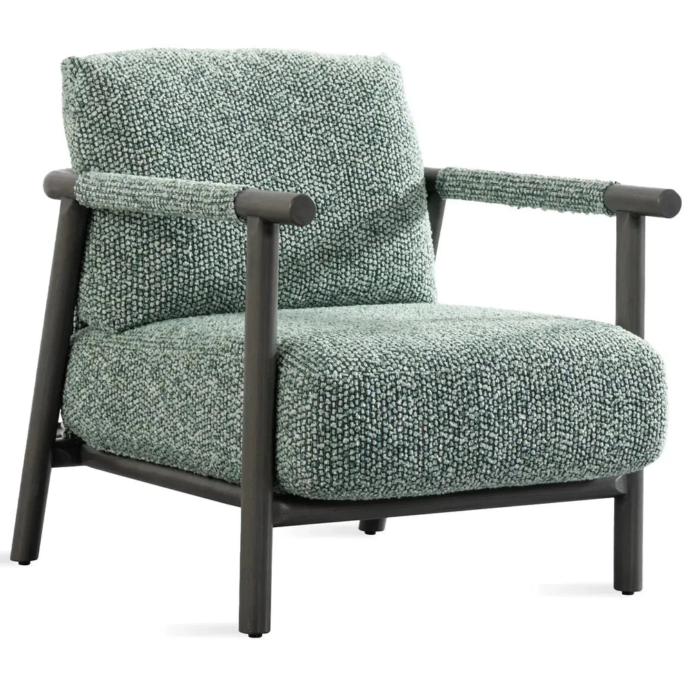 Japandi chenille velvet fabric 1 seater sofa sence in white background.