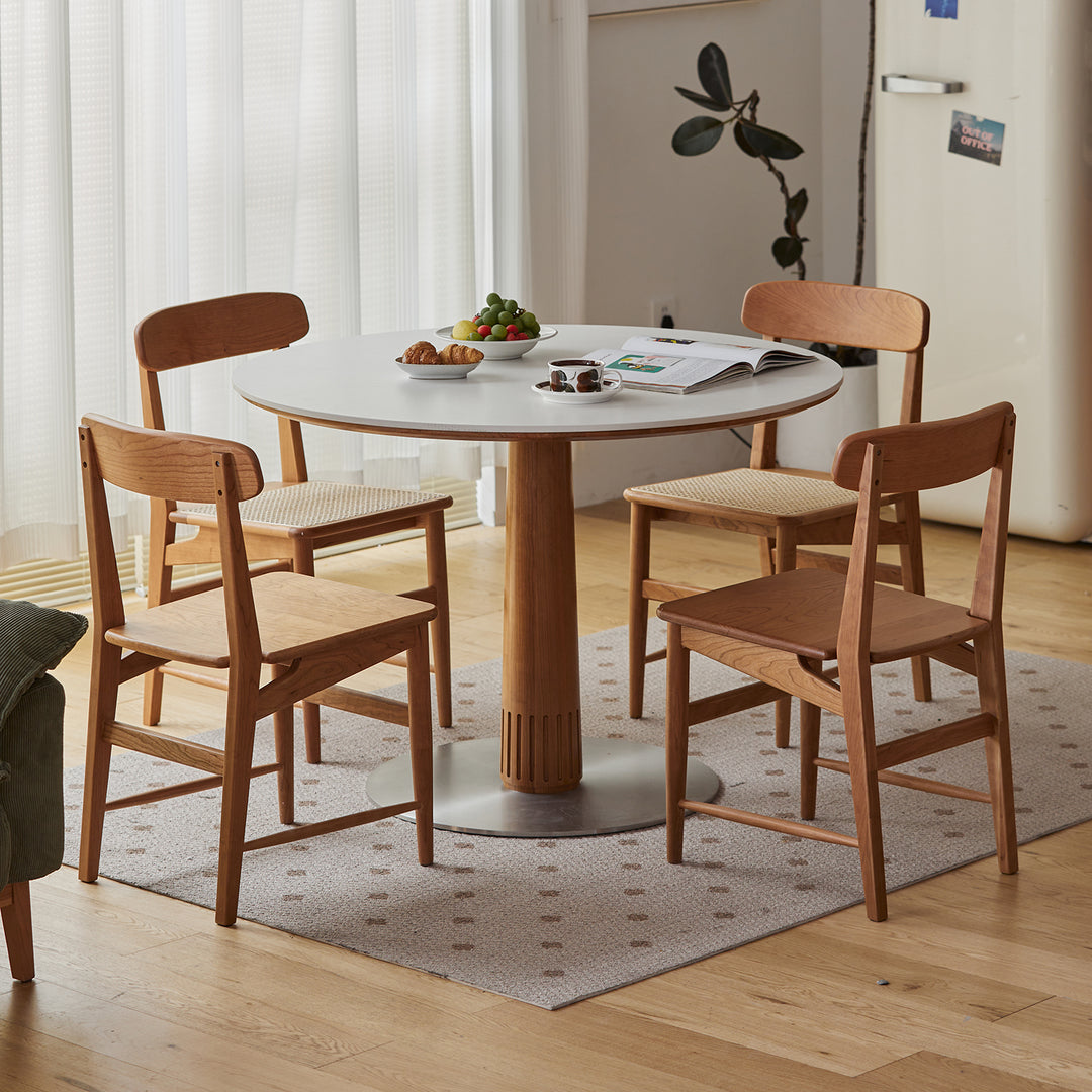 Scandinavian cherry wood dining chair modo in panoramic view.