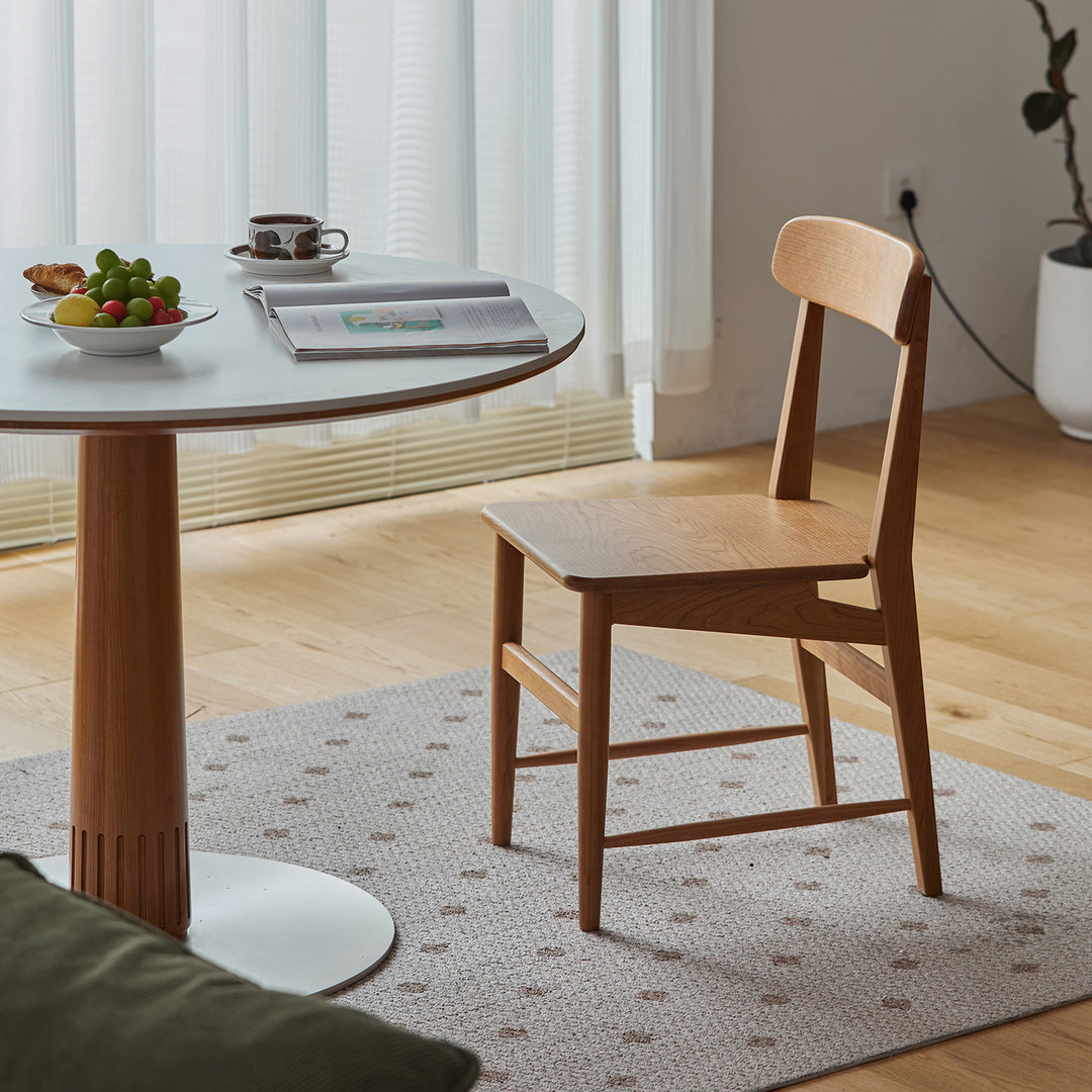 Scandinavian cherry wood dining chair modo in real life style.