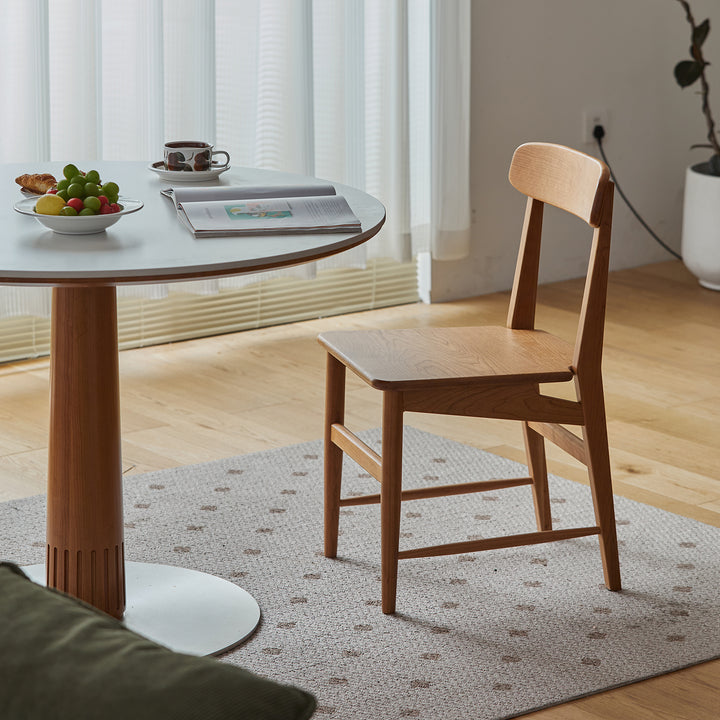 Scandinavian cherry wood dining chair modo in real life style.
