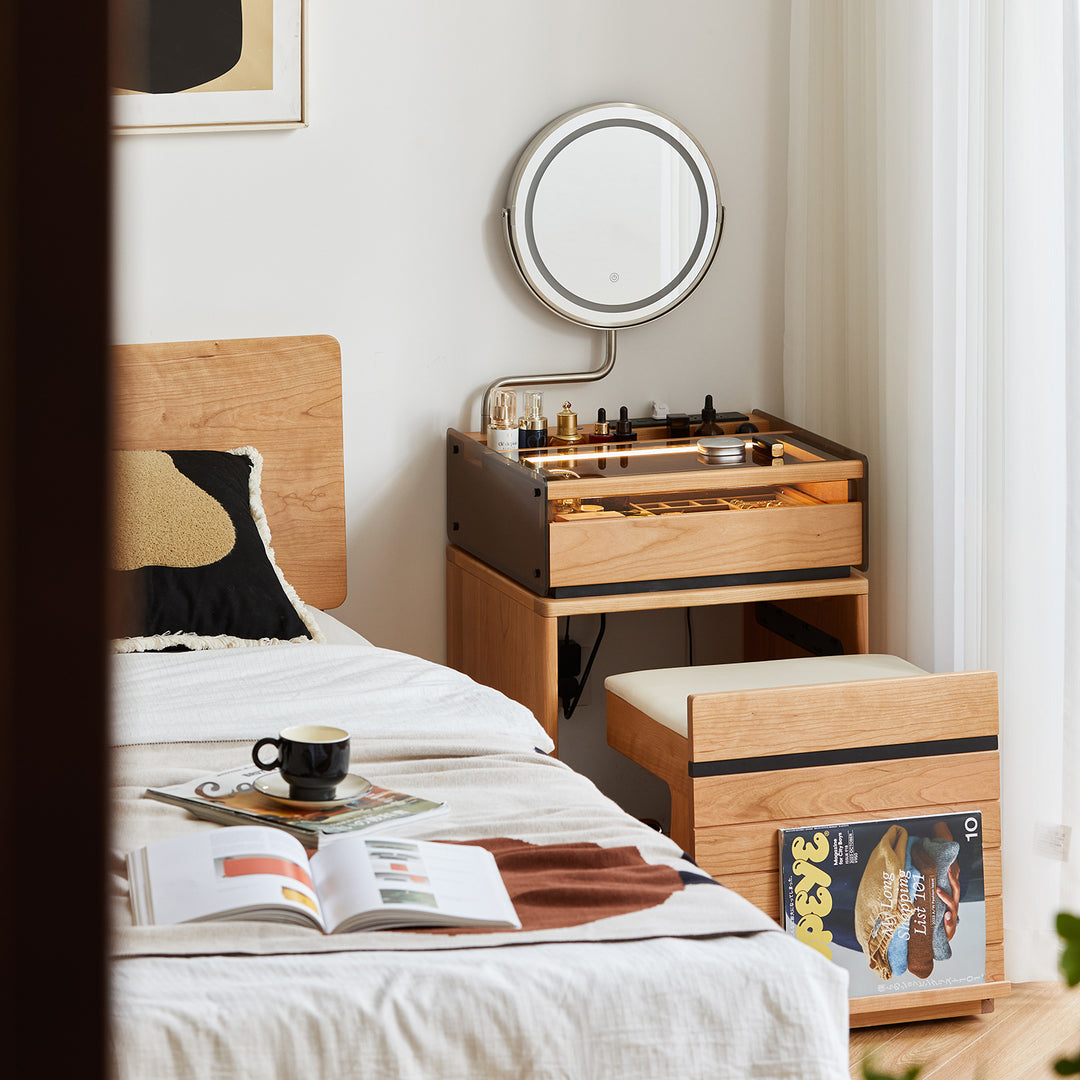 Scandinavian cherry wood dressing table mirror lake environmental situation.