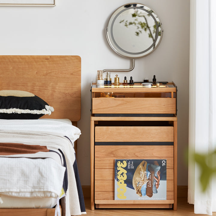 Scandinavian cherry wood dressing table mirror lake conceptual design.