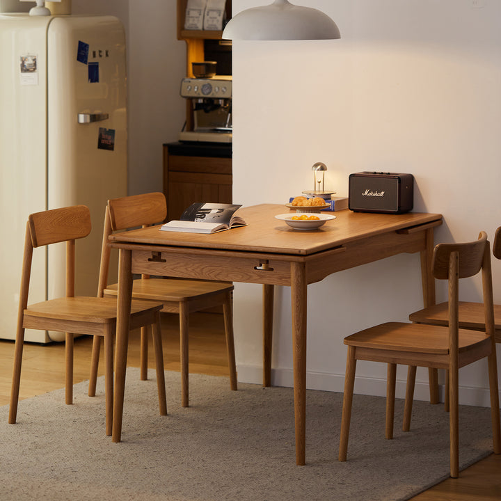 Scandinavian cherry wood extendable dining table mcgee color swatches.