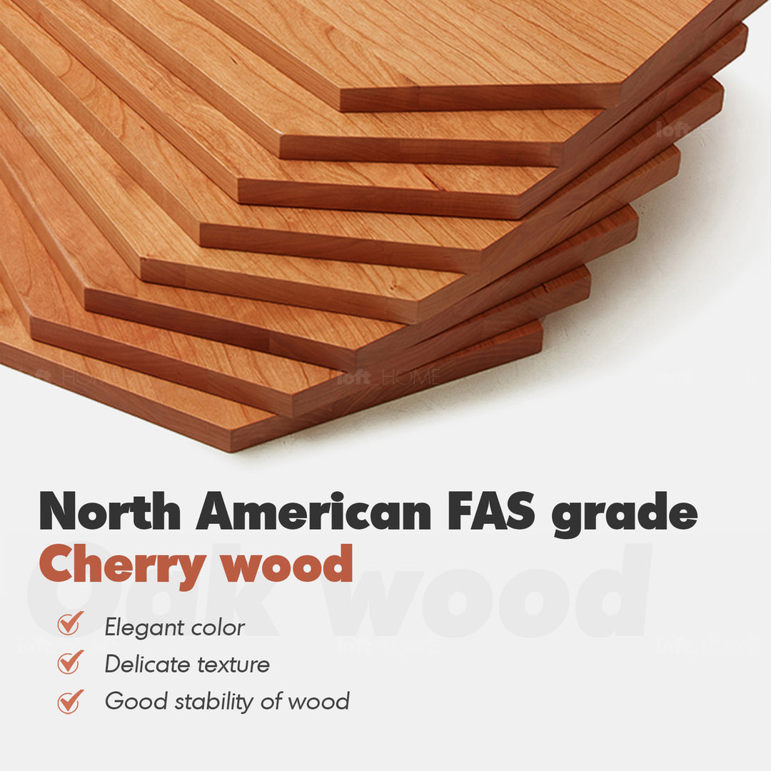 Scandinavian cherry wood mix weave fabric dining chair timeless material variants.