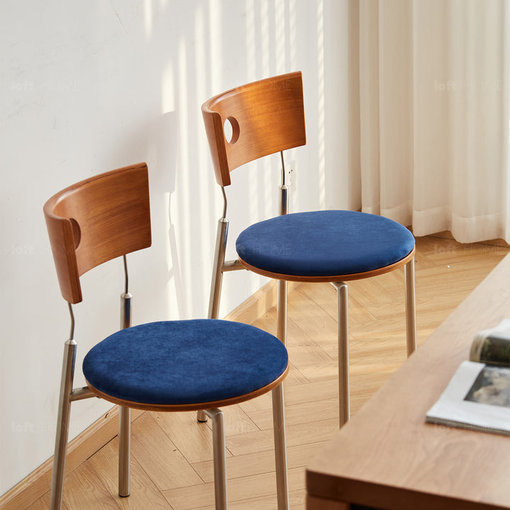 Scandinavian cherry wood mix weave fabric dining chair timeless with context.