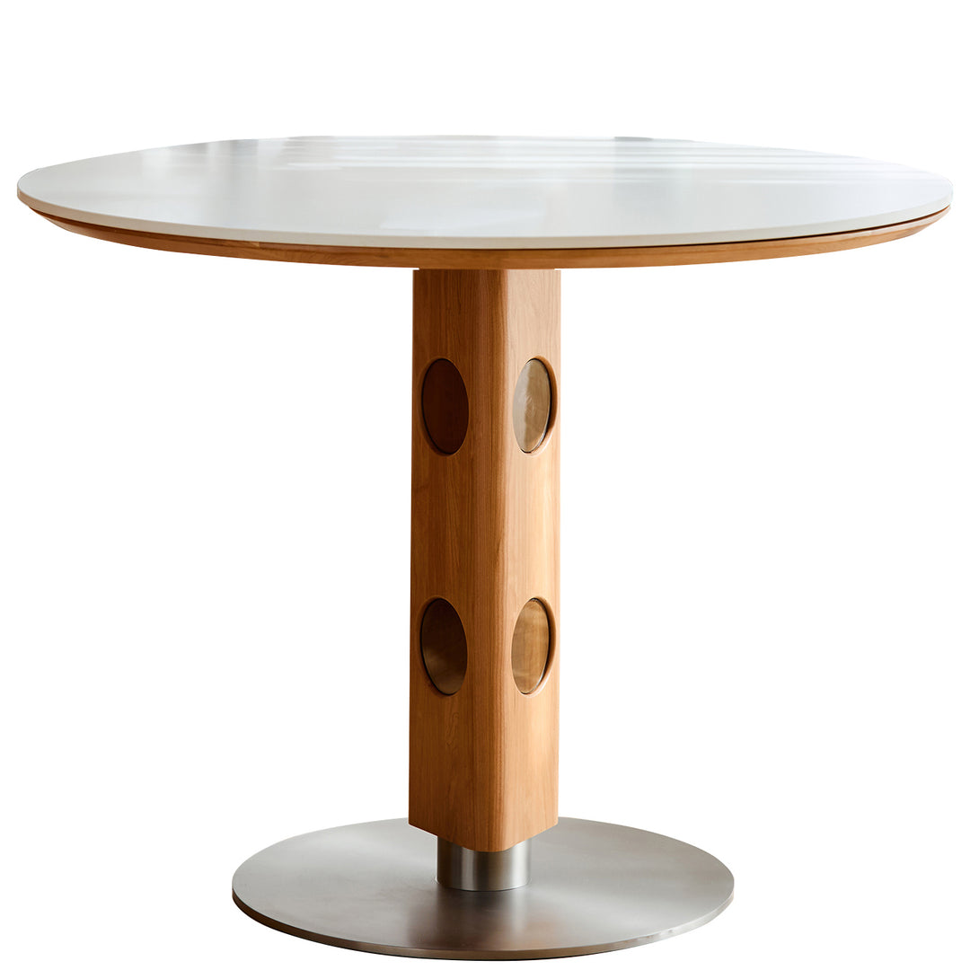 Scandinavian Cherry Wood Sintered Stone Round Dining Table TIMELESS