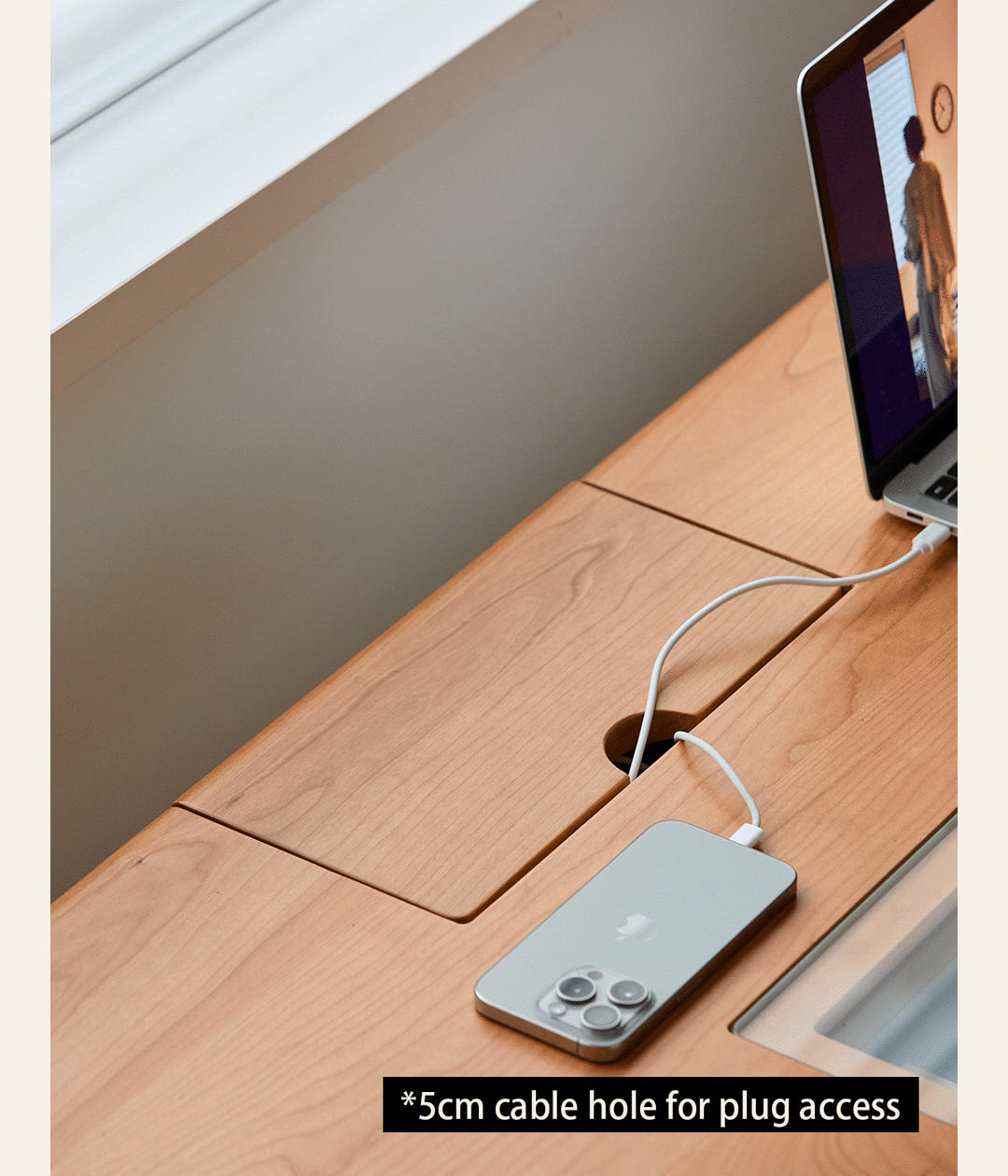 Scandinavian cherry wood study table timeless detail 2.