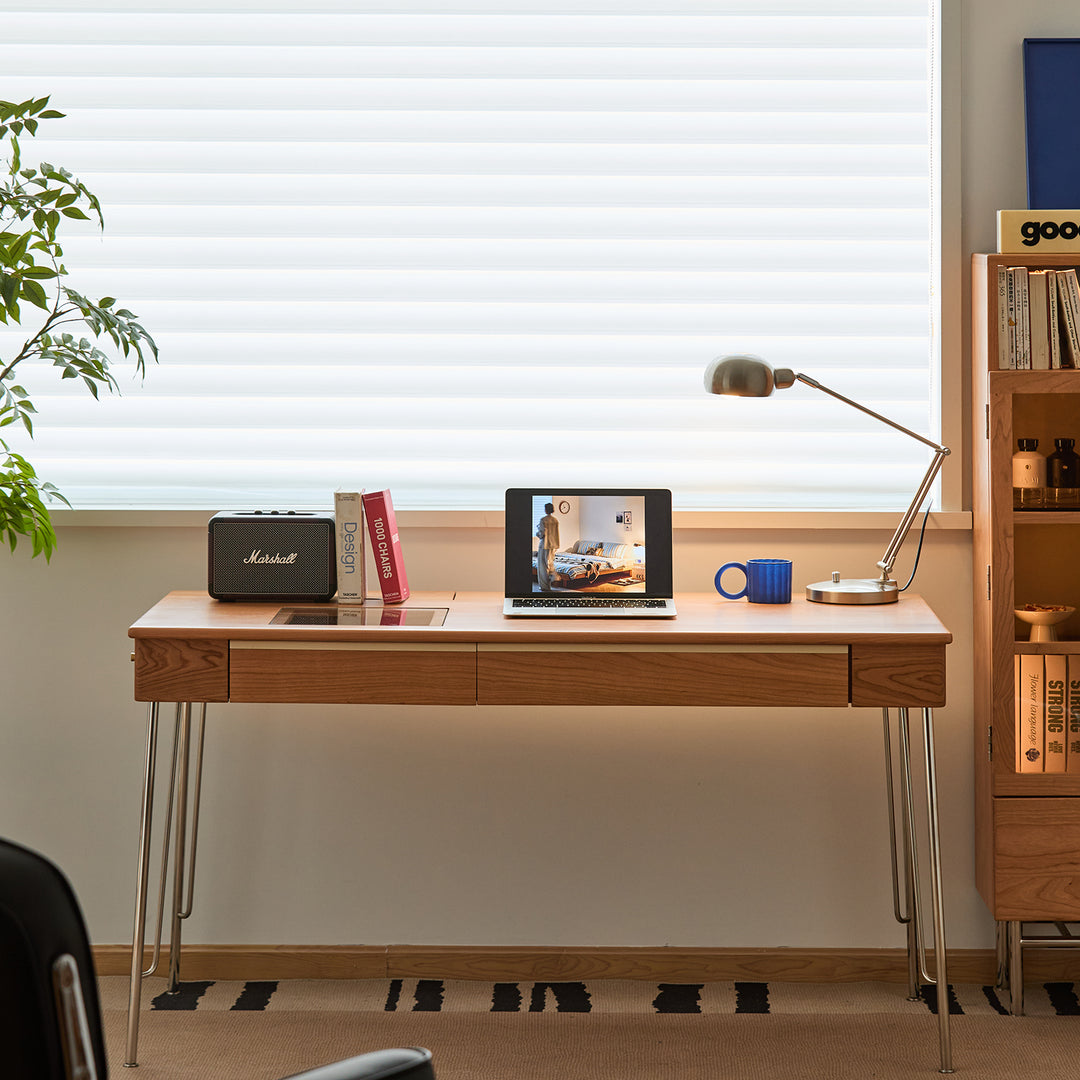 Scandinavian cherry wood study table timeless situational feels.