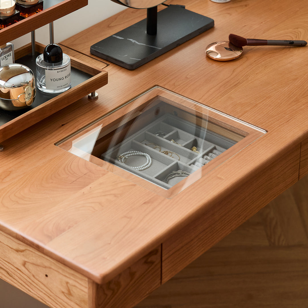 Scandinavian cherry wood study table timeless in real life style.