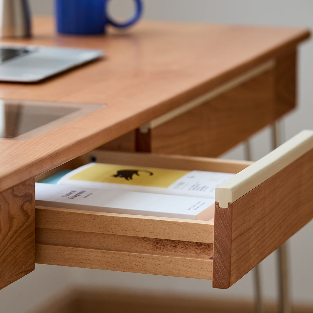 Scandinavian cherry wood study table timeless with context.