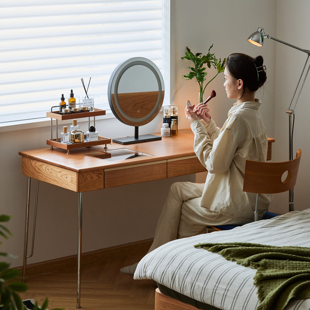 Scandinavian cherry wood study table timeless in details.