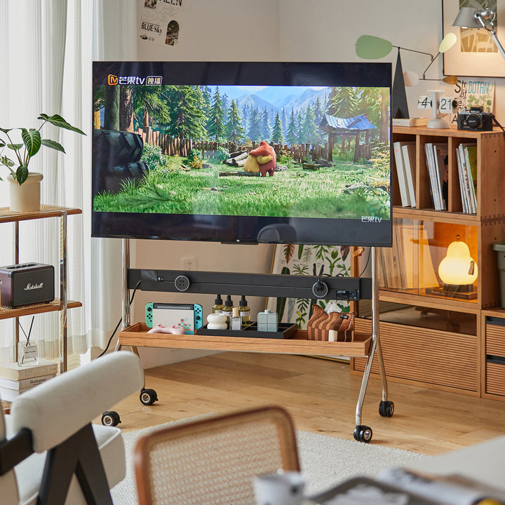 Scandinavian cherry wood tv hanger hal conceptual design.