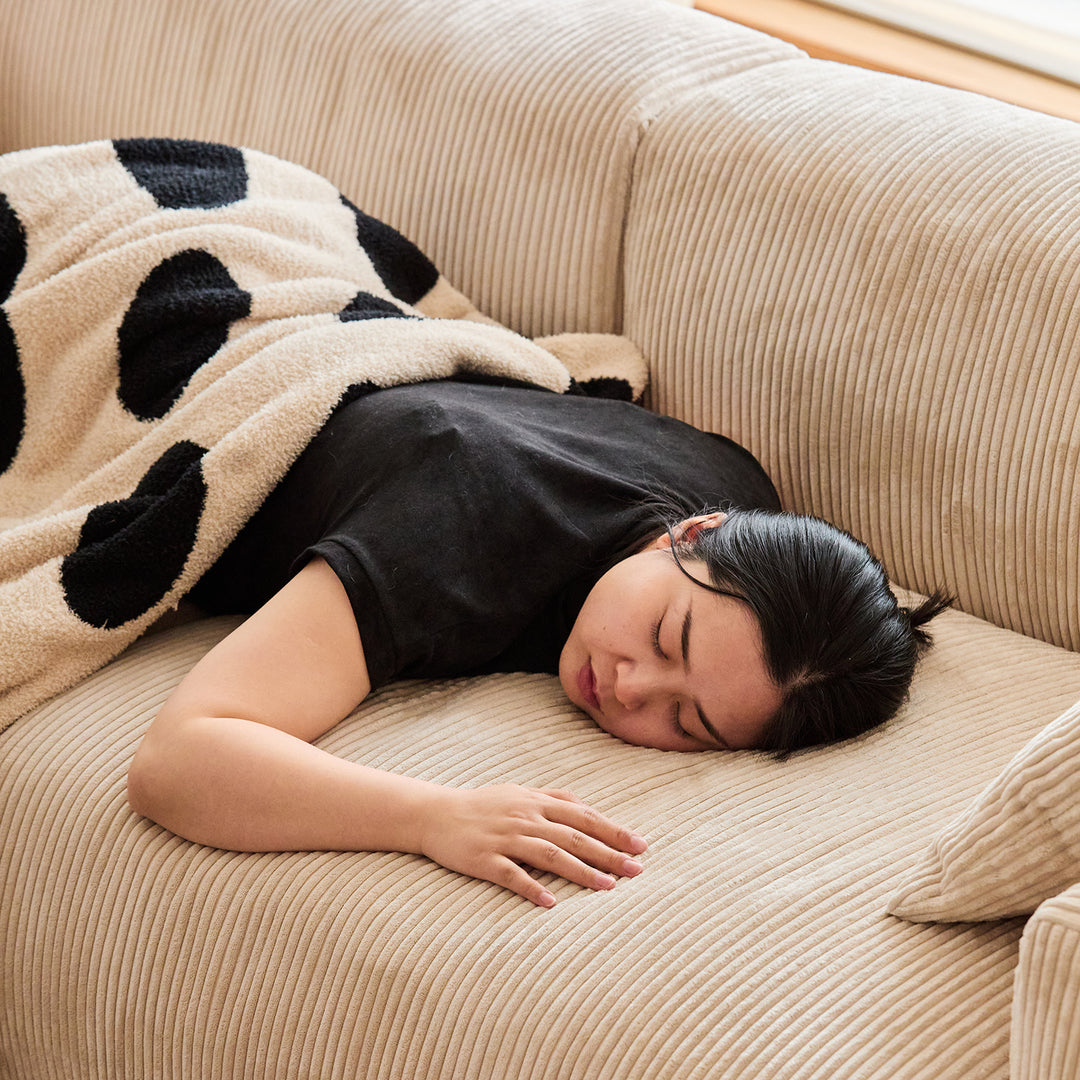 Scandinavian corduroy velvet fabric 1 seater sofa square situational feels.