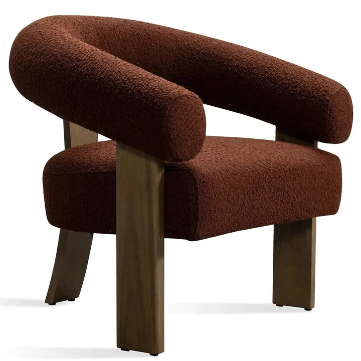 Japandi boucle fabric 1 seater sofa serenity in white background.