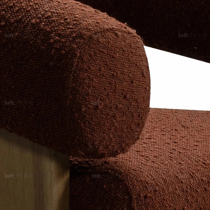 Japandi boucle fabric 1 seater sofa serenity with context.