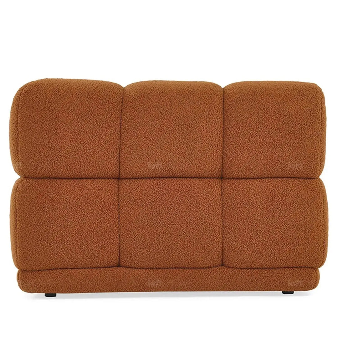 Contemporary teddy fabric modular 4 seater sofa cuboid in panoramic view.