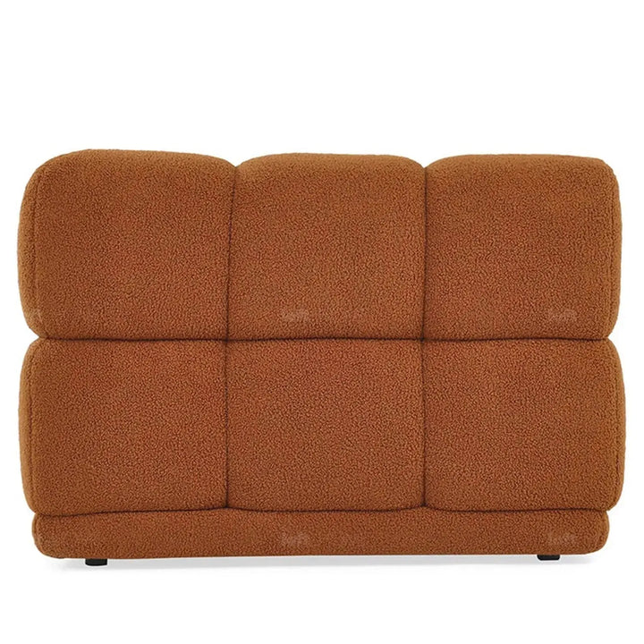 Contemporary teddy fabric modular 4 seater sofa cuboid in panoramic view.