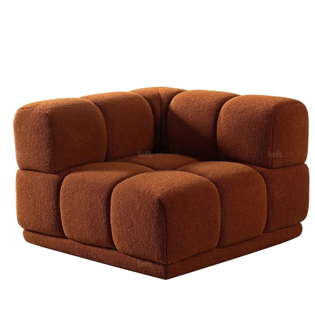 Contemporary teddy fabric modular 4 seater sofa cuboid conceptual design.
