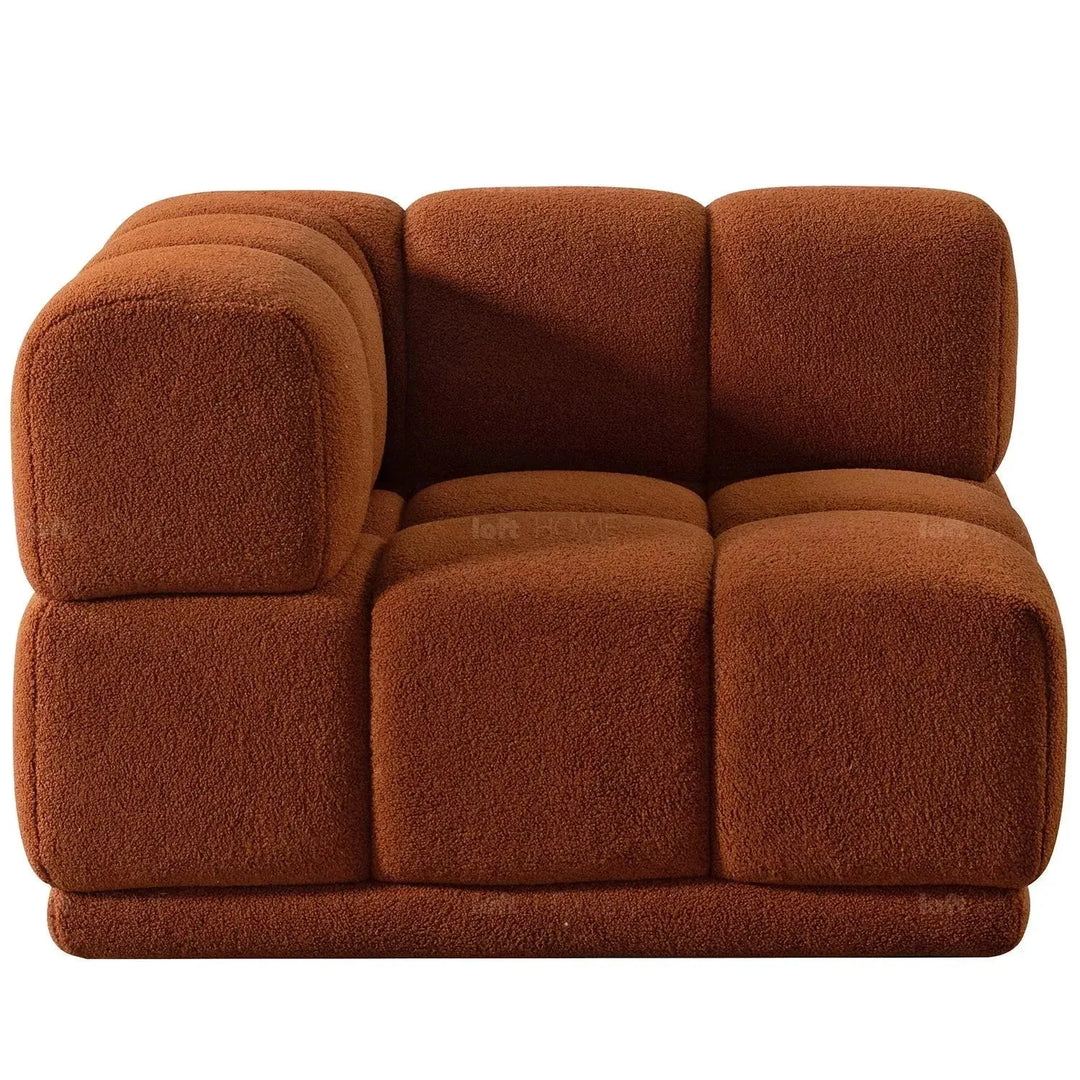 Contemporary teddy fabric modular 4 seater sofa cuboid layered structure.